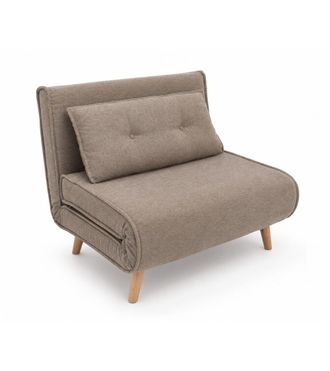 Home Heavenly Sof&aacute; cama de 1 plaza con patas de madera cil&iacute;ndricas en color beige