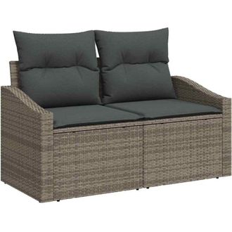 vidaXL Sof&aacute; De Jard&iacute;n Con Coj&iacute;n Gris 123 X 62 X 69cm Rat&aacute;n Sint&eacute;tico Vidaxl