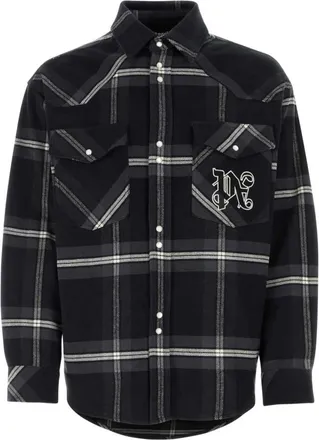 Palm Angels Black Regular Plaid Shirt