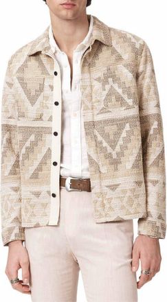 John Varvatos Byrne Geometric Shirt Jacket in Light Khaki at Nordstrom, Size Xx-Large