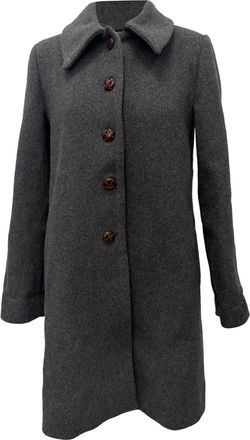 Ganni Ganni Collared Trench Coat in Grey Wool