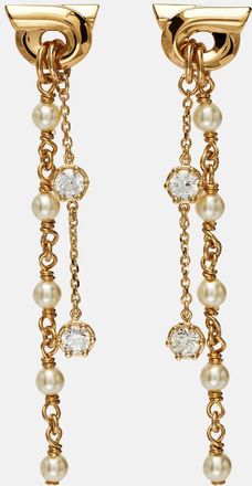 Ferragamo Orecchini pendenti Gancini con cristalli