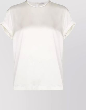 Brunello Cucinelli crew neck silk top with keyhole detail