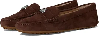Lauren Ralph Lauren Barnsbury Suede Loafer Womens Flat Shoes Dark Hickory : 7.5 B - Medium, Leather