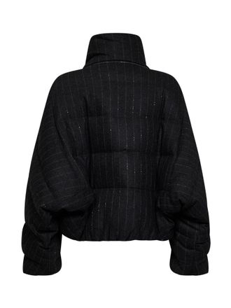 Brunello Cucinelli Womens Puffer Jacket Anthracite Wool-Blend Grey