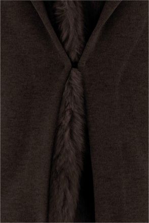 Bruno Manetti Womens Wool And Cashmere Jacket With Fur Trim Dark Brown Virgin