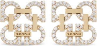 Ferragamo Golden Crystal Logo Earrings