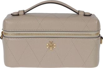 Tory Burch Charlie Quilted Vanity Case - Dames - Handtassen - Beige - ONE Size - Leer - Tassen