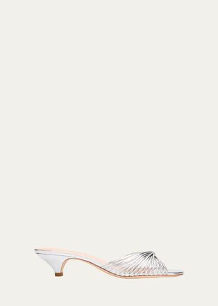 Loeffler Randall 40mm Dixie Strappy Metallic Leather Slide Sandals
