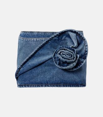 Magda Butrym Floral-applique denim miniskirt