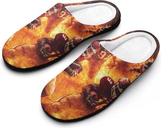 Generic Football Game Mens House Slippers Memory Foam Washable Cotton Slip on Home Shoes