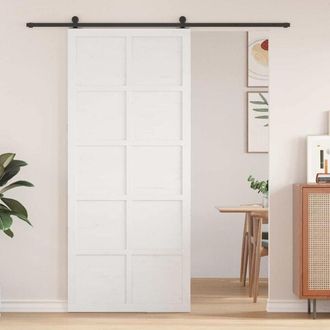 vidaXL Vidaxl - Puerta Corrediza Blanco 80 X 210 Cm Madera Maciza De Pino