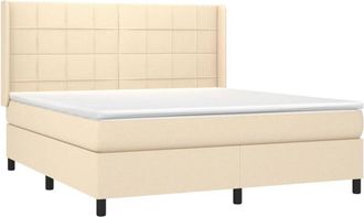 vidaXL Vidaxl - Cama Box Spring Colch&oacute;n Y Luces Led Tela Crema 180x200 Cm
