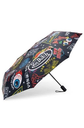 Von Dutch Compact Automatic Umbrella, Strong & Portable in Black Jax at Nordstrom