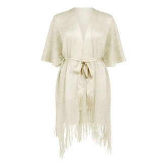 Twinset Beachwear, female, Beige, Size: ONE SIZE Lurex Net Kaftan