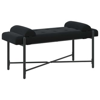 vidaXL Banco Con Botones Y Cojines Con Almohada Negro 110 X 40 X 46 Cm Vidaxl