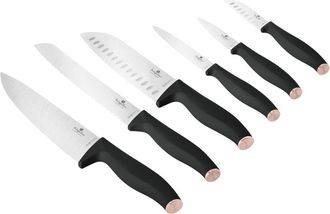 Berlinger Haus Juego cuchillos 6 pzas Acero inox. negro-rosa 20/17,5/12,5/9 cm