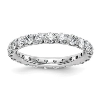 Diamond2Deal 14k White Gold Lab Grown Diamond Eternity Wedding Band Ring 2Ct Clarity- VS Color- D-E