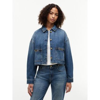 Tommy Hilfiger Kort jeansjasje versierd met paardenbit en vlag