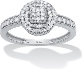 Palm Beach Jewelry 30 TCW Diamond Sterling Silver Halo Engagement Ring