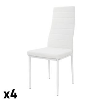 ML Design Juego de 4 sillas de comedor tapizadas en piel sint&eacute;tica color blanco