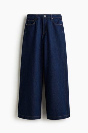 H&M Wide High Jeans in Dark Denim Blue at Nordstrom, Size 14