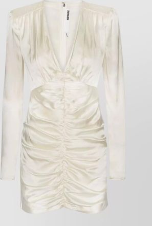 Rotate silk v-neck gathered mini dress