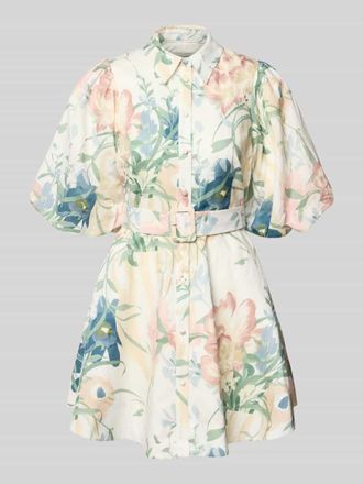 Ted Baker Minikleid aus Leinen-Mix mit Puff&auml;rmeln Modell OLLIIV in Sand, Gr&ouml;&szlig;e 34