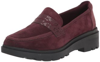 Clarks Womens Calla Ease Loafer Flat, Burgundy Suede, 7.5 UK