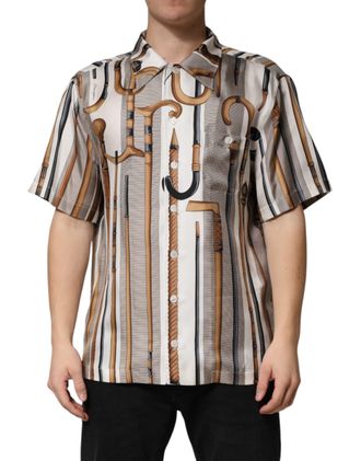 Dolce & Gabbana Multicolor Walking Stick Print Men Mens Shirt