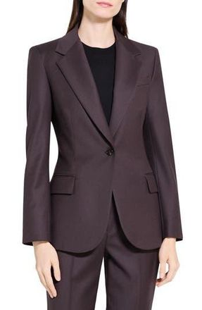 Theory Lynnia Sleek Virgin Wool Blazer in Cacao at Nordstrom Rack, Size 2