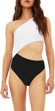 Beach Riot Celine Colorblock One-Piece Swimsuit in Black/White at Nordstrom Rack, Size X-Large