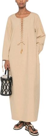 Tory Burch Kleedjes, Dames, Beige, M, Linnen, Linnen Kaftan