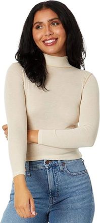 Madewell Top Womens Oatmeal Semi-Sheer Mock Neck Long Sleeve Outdoor FROG428