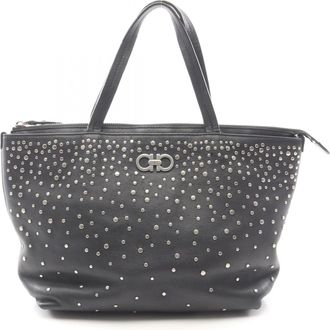 Ferragamo Black Leather Handbag Tote Bag (Pre-Owned)