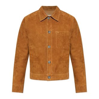 Ami Leather Jackets, male, Brown, Size: L Leather Buttoned Ami De Coeur Jacket