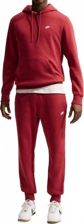 Nike Mens Club Fleece Pull Over Hoodie In Crimson/white