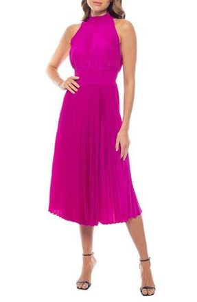 OLEG CASSINI Pleated Sleeveless Midi Dress in Fuchsia at Nordstrom Rack, Size Medium