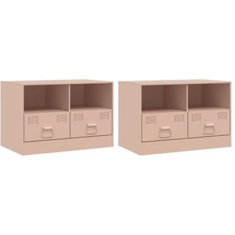 vidaXL Vidaxl - Muebles Para Tv 2 Unidades Acero Rosa 67x39x44 Cm
