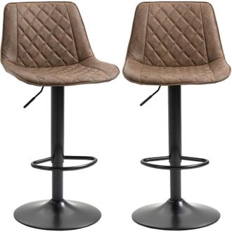 HOMCOM Set 2 Sgabelli Bar Girevoli ad Altezza Regolabile in Finta Pelle Marrone - Homcom