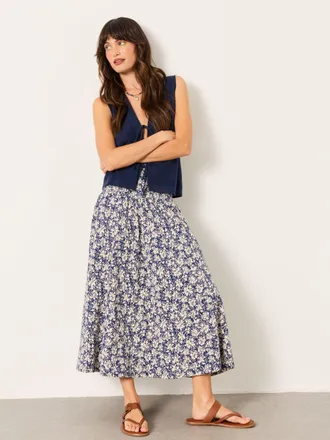 Fat Face FatFace Blue Shells Harlow Jersey Midi Skirt