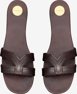 Saint Laurent Womens Leather Sandals Brown Calf