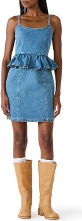 Steve Madden Giselia Denim Peplum Minidress in Marina Wash at Nordstrom, Size 2