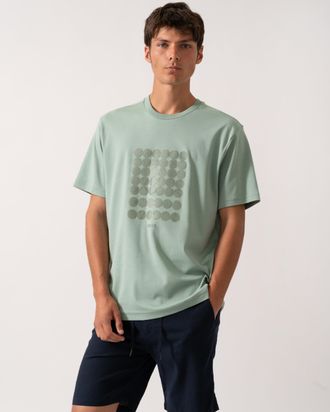 HUGO BOSS Mens Circle Artwork T-Shirt in Sage Cotton - Size Medium