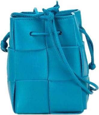 Bottega Veneta Pre-owned Bucket Bags, female, Blue, Size: ONE SIZE Pre-owned Leather Shoulder Bag