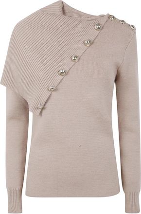 Paco Rabanne Trui van wol - Dames - Ronde hals truien - Beige - M - Wol - Truien & Vesten