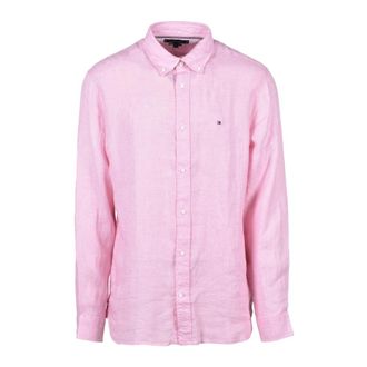 Tommy Hilfiger Linnen Overhemd - Heren - Casual Overhemden - Roze - S - Linnen - Overhemden