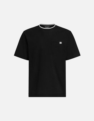 Dolce & Gabbana Mens Dolce & Gabbana Piqu&eacute; Patch Pocket T-Shirt in Black - Size: 44