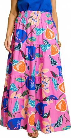 Adrienne Bloom Allure Smocked Maxi Skirt In Pink