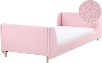 Beliani Kids Bed Boucle LAYE 90 x 200 cm (EU Single) Pink